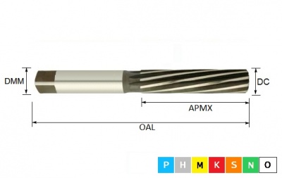 21mm HSS Square Shank Hand Reamer H7 DIN206B